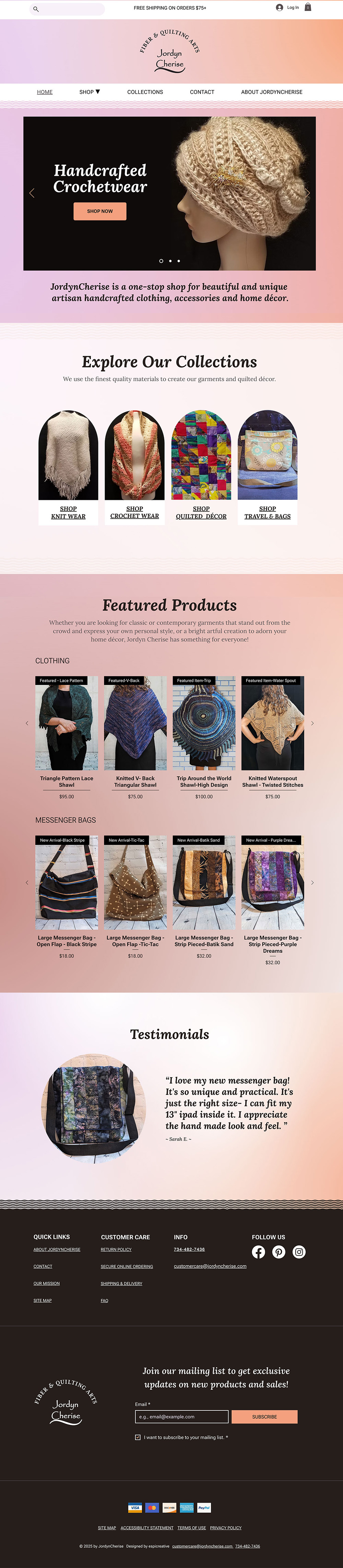 jordyncherise handmade shop web design