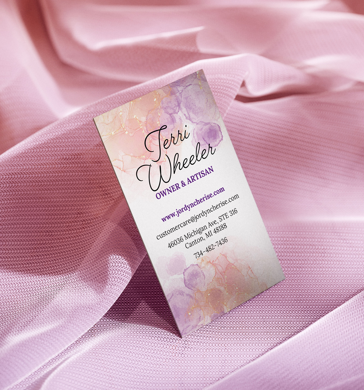 jordyncherise handmade shop business cards